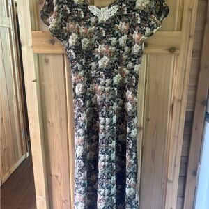 All that Jazz 90s Floral Maxi Dress with Lace Accent